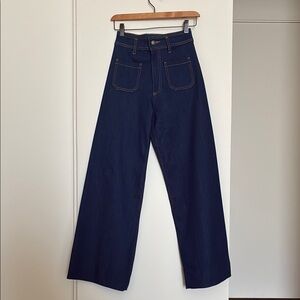 Zara Blue Flare Wide-Leg Jeans